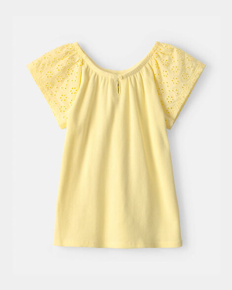 girls eyelet top - yellow