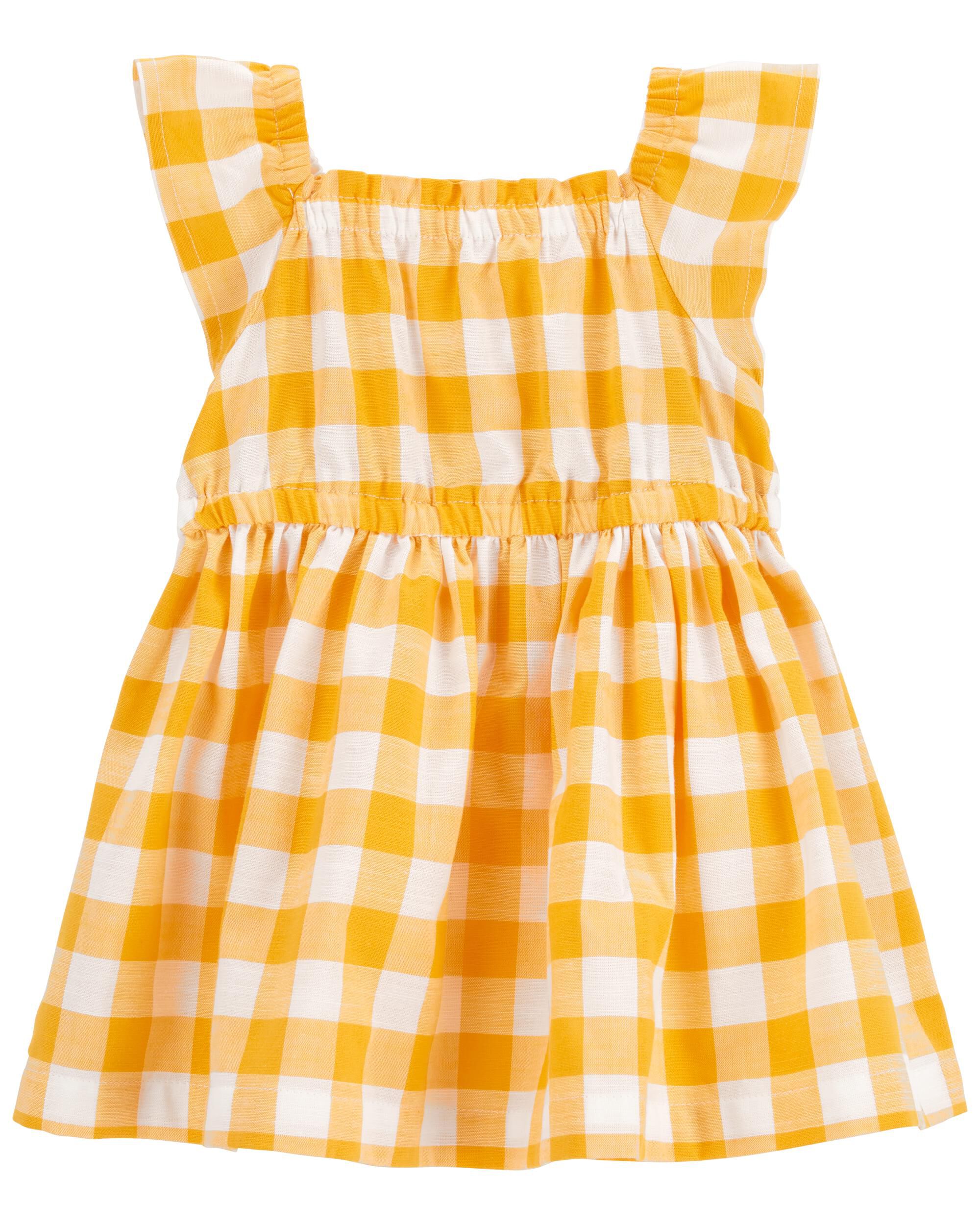Yellow gingham baby dress cheap