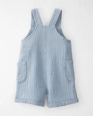 Product image 2 of Toddler Organic Cotton Gauze Shortalls in Seal Blue