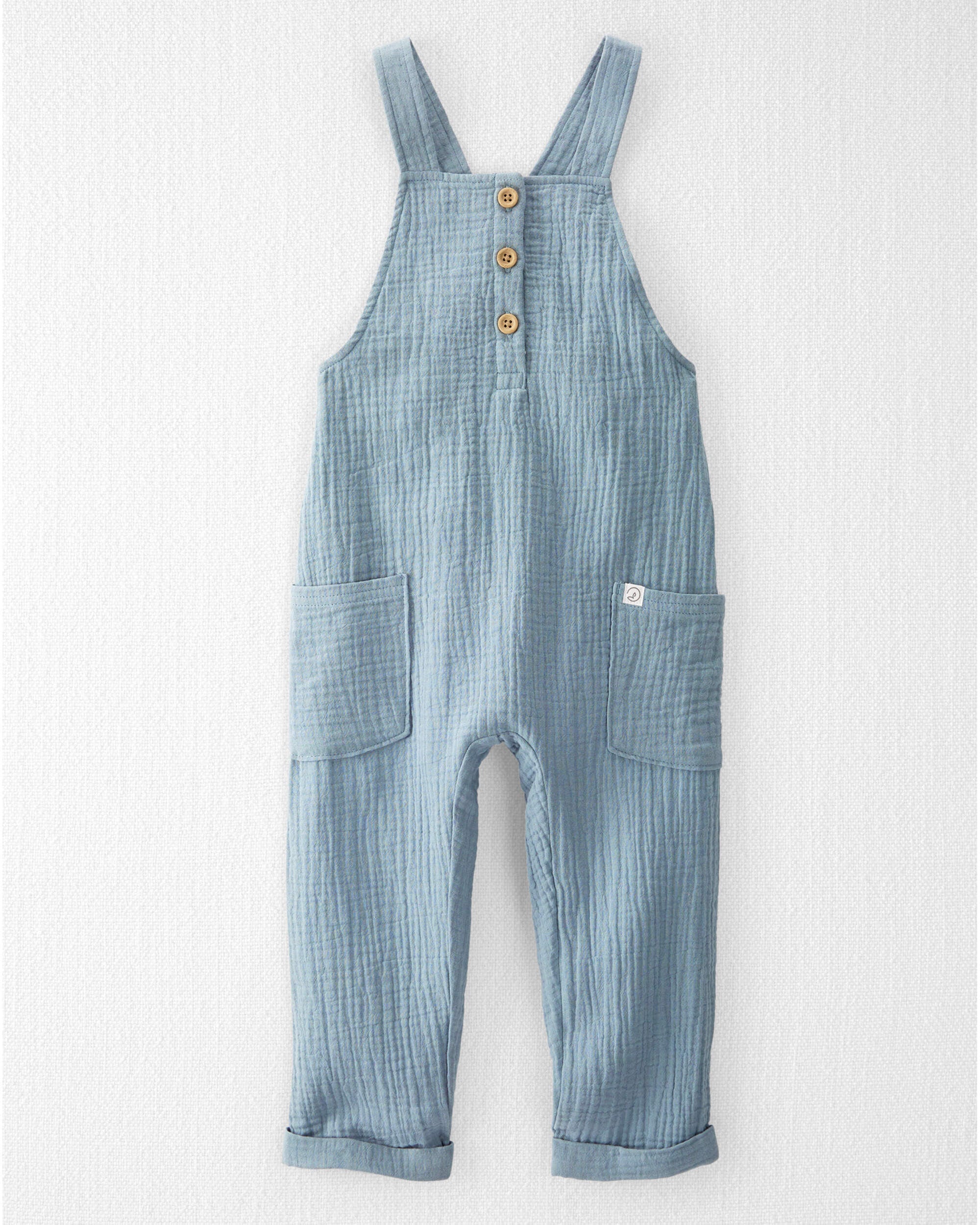 Little Planet Toddler Boys Organic Cotton Gauze Overalls - Blue Toddler Size 2T Blue Creek 12$