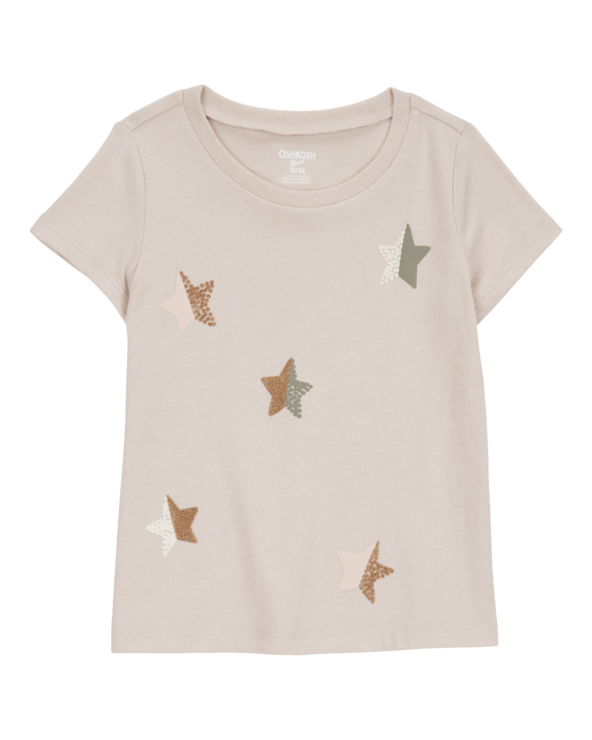 Toddler Girl Star-Print Short-Sleeve Graphic Tee - Cream