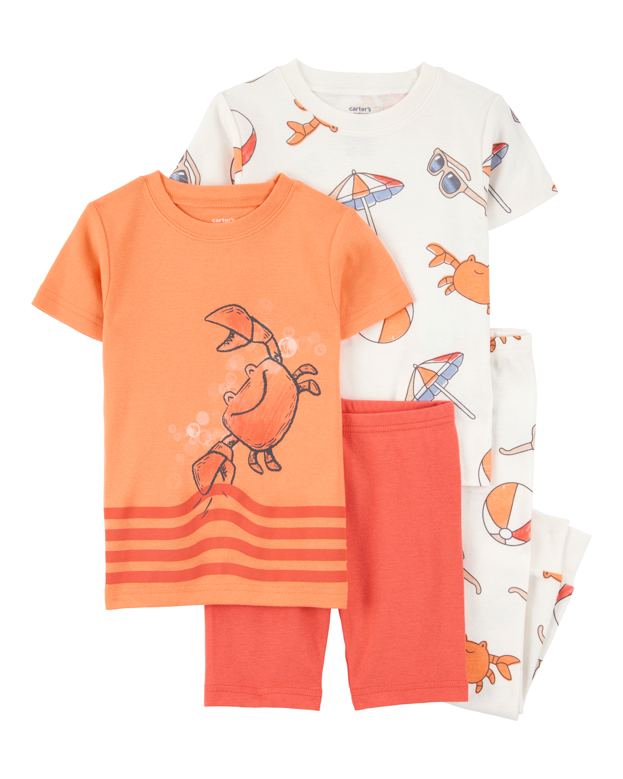 Toddler 4-Piece Beach Crab 100% Snug Fit Cotton Pajamas - Orange
