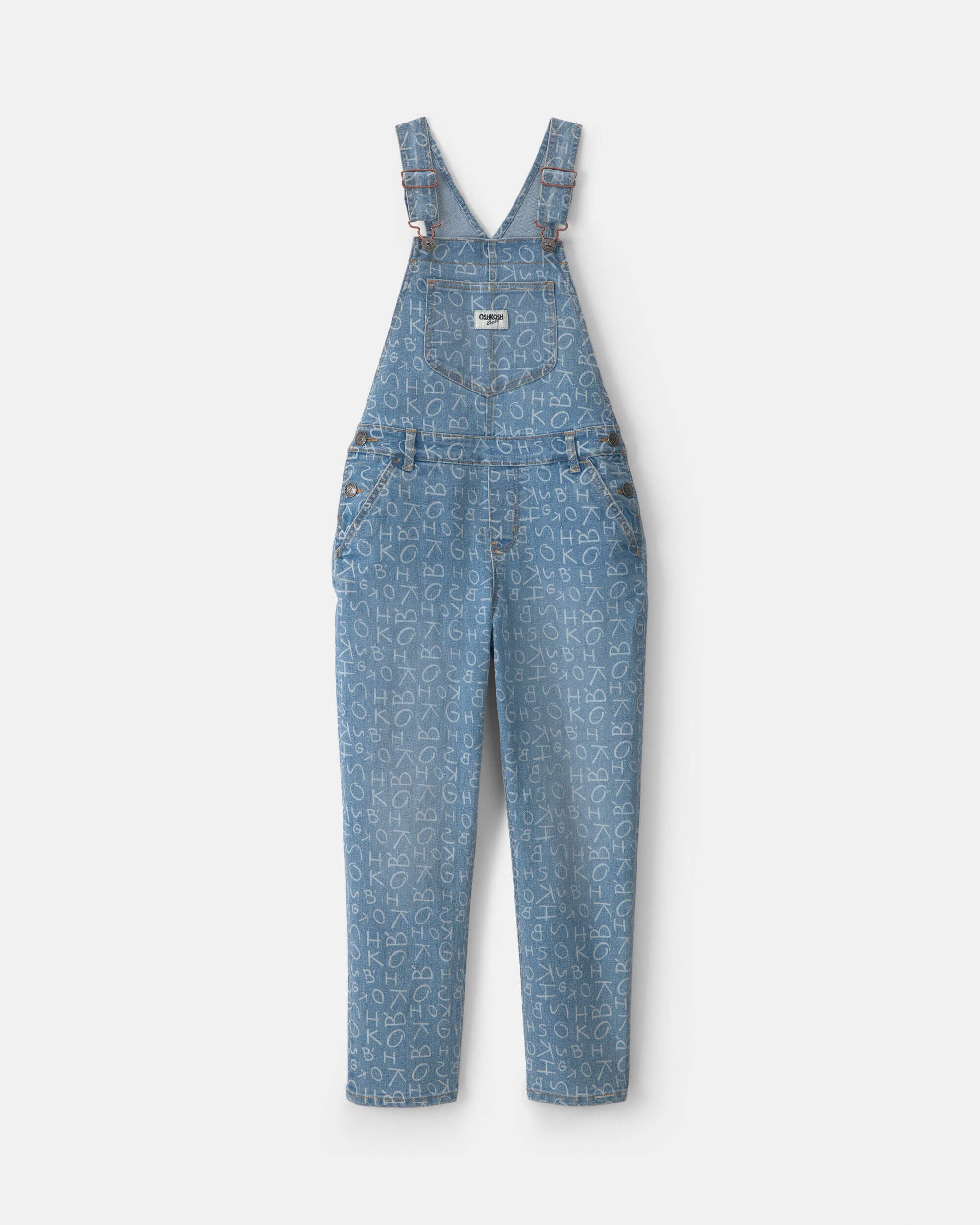 OshKosh B'gosh Girls Alphabet Denim Overalls - Medium Wash 10 Medium Wash