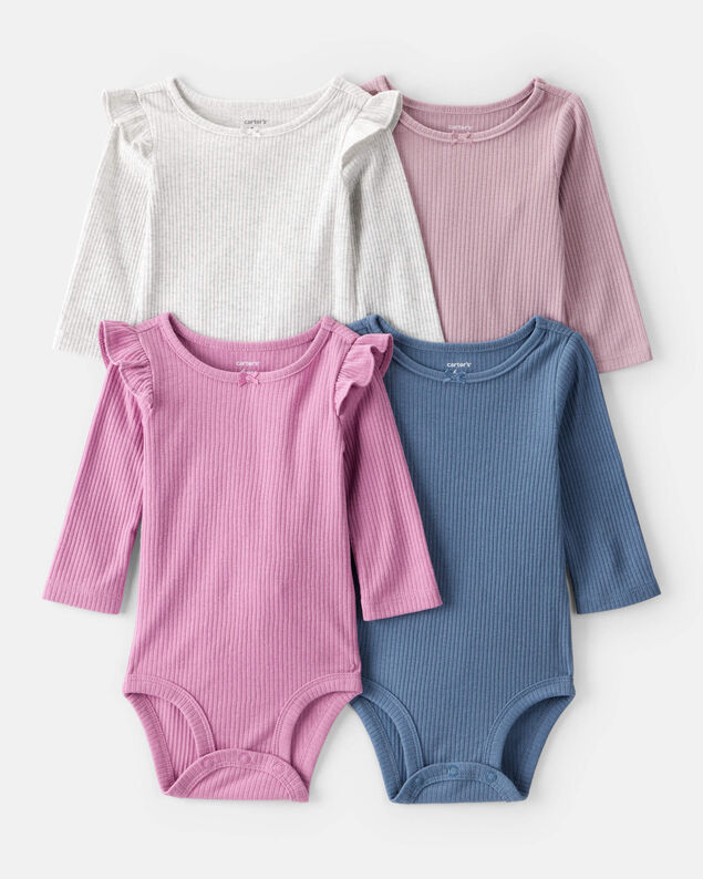 Product image 1 of Baby Girl 4-Pack Long-Sleeve Multipack Bodysuits - Blue/Pink