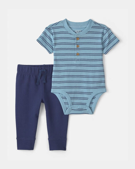 baby boy 2-piece bodysuit & pant set - blue