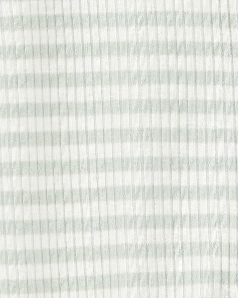 Baby Boy Striped 2-Way Zip Ribbed Sleep & Play Pajamas - Green/White