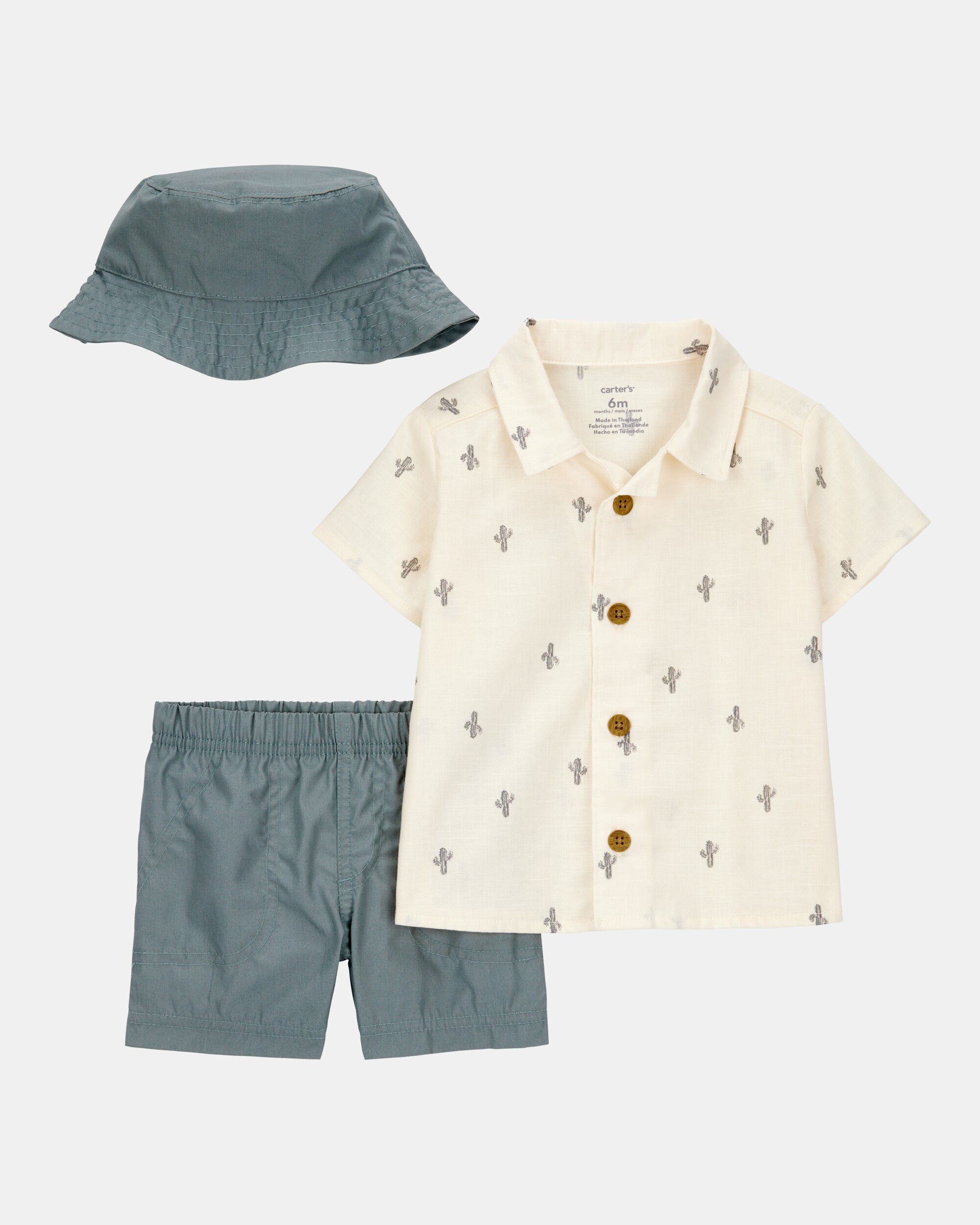 Baby Boy 2-Piece Palm Tree Print Short Set - Ivory/Blue