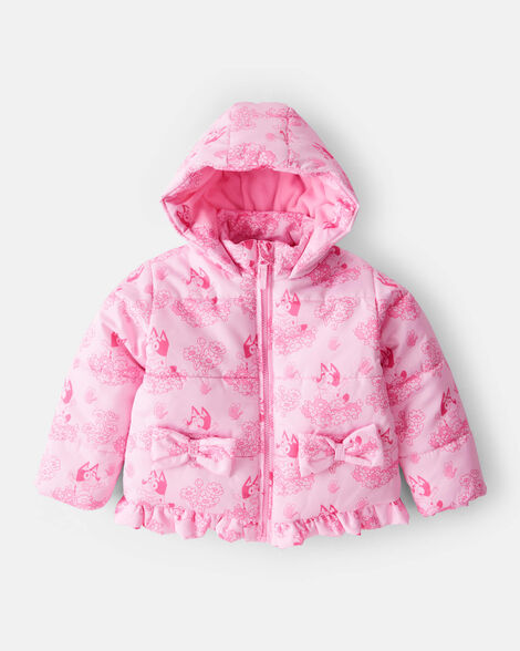 toddler girl bluey™ hooded heavyweight winter jacket - pink