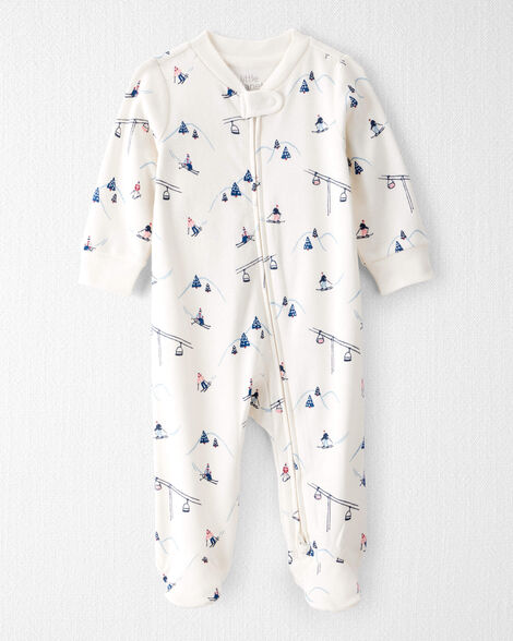 Baby Organic Cotton Sleep & Play Pajamas in Snowy Slopes Print