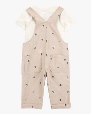 Product image 2 of Baby 2-Piece Anchor Tee & Overall Set - Tan/Ivory