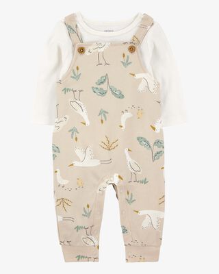Product image 1 of Baby 2-Piece Bird Print Long-Sleeve Tee & Overall Set
