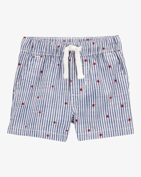  Product image 1 of Baby Striped Star Print Drawstring Shorts - Blue