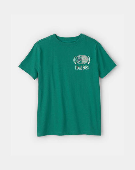 boys 'final boss' gaming graphic tee - green