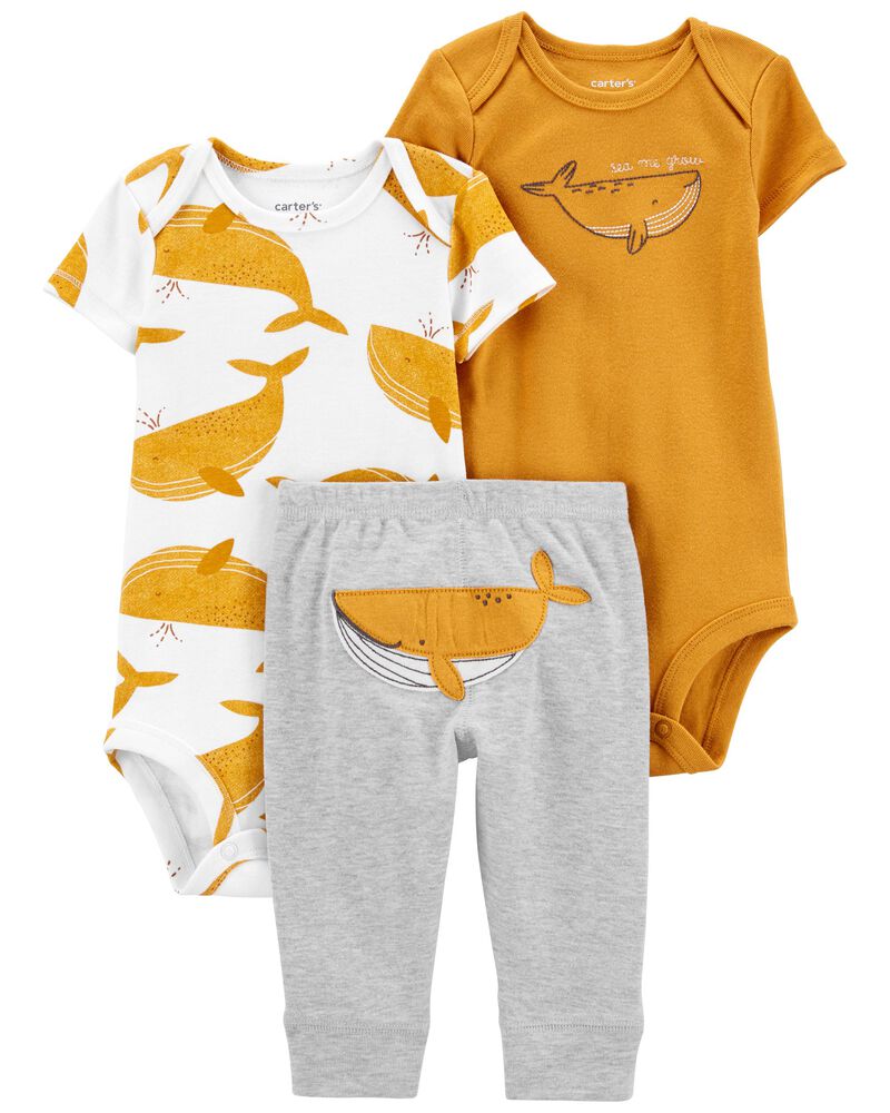 Yellow/Heather Baby 3-Piece Whale Little Character Set | carters.com