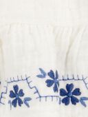 White - Baby Floral Embroidered Gauze Skort - Ivory, Selected
