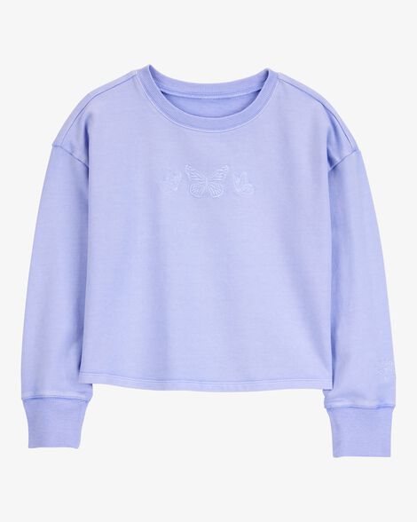  Product image 1 of Kid Butterfly-Print French Terry Pullover - Purple