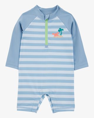 Product image 1 of Baby 1-Piece Striped Long-Sleeve Rashguard Swimsuit - Blue