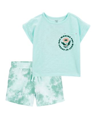 Kid 2-Piece Tee & Tie-Dye Pull-On French Terry Shorts Set