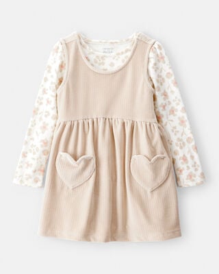 Toddler Girl 2-Piece Leopard Print Cotton Long-Sleeve Dress Set - Brown