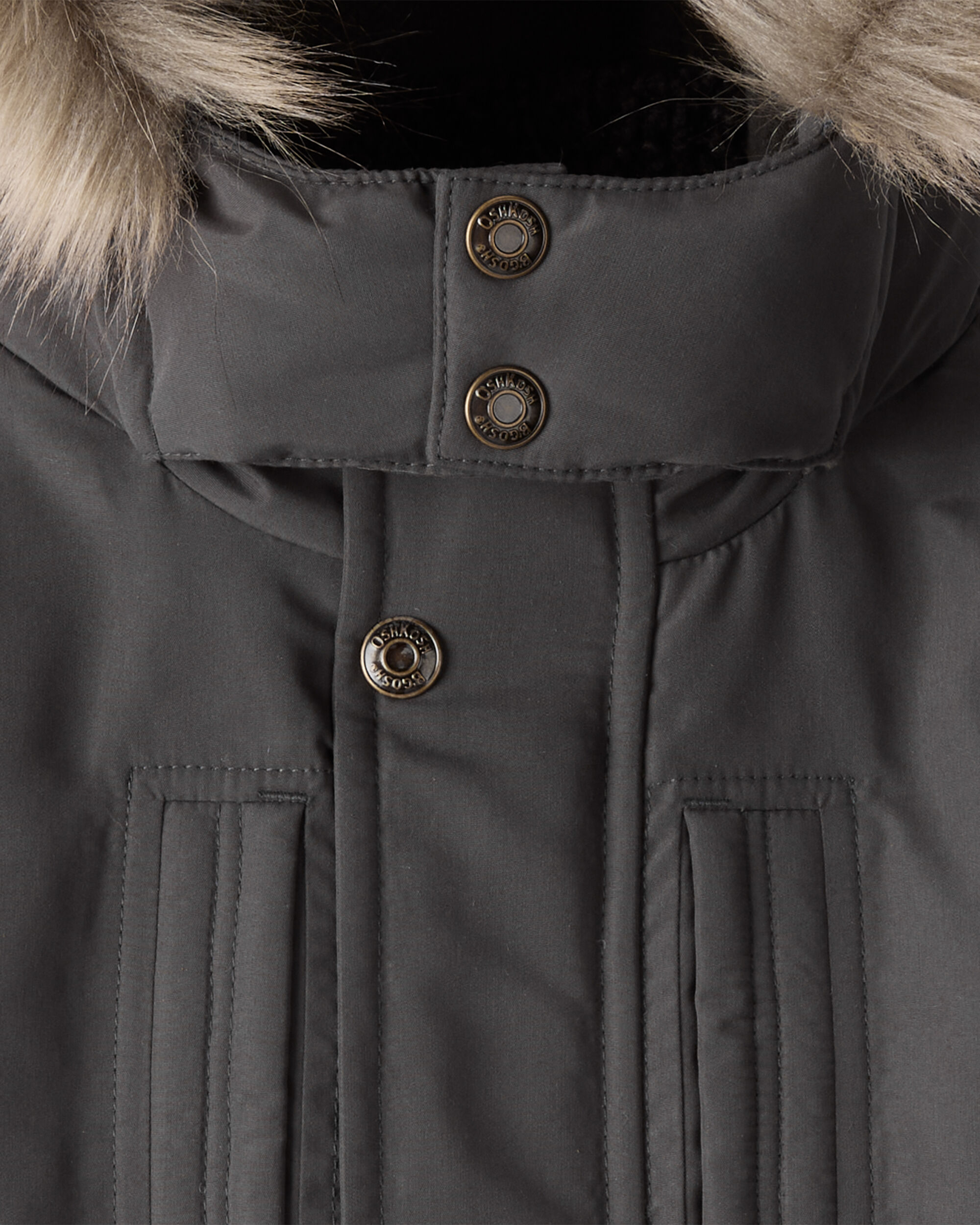 Toddler Boy Hooded Heavyweight Winter Jacket - Grey