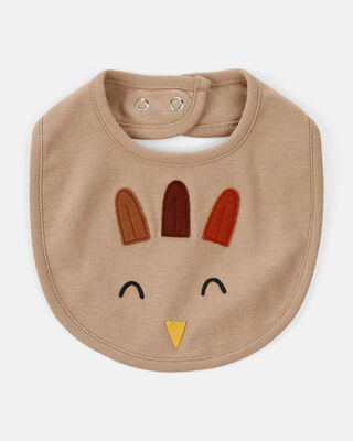 Product image 1 of Baby Thanksgiving Turkey Cotton Bib - Brown