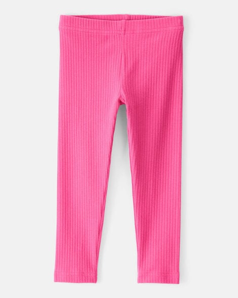 toddler girl cotton solid stretch leggings - pink