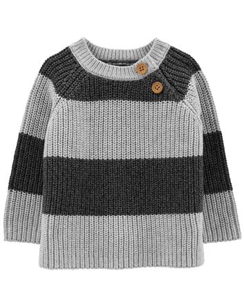 Baby Crewneck Cable Knit Striped Sweater