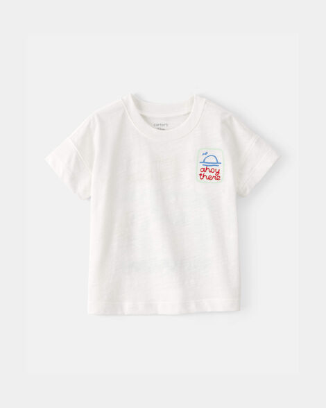 baby 'ahoy there' graphic tee - white