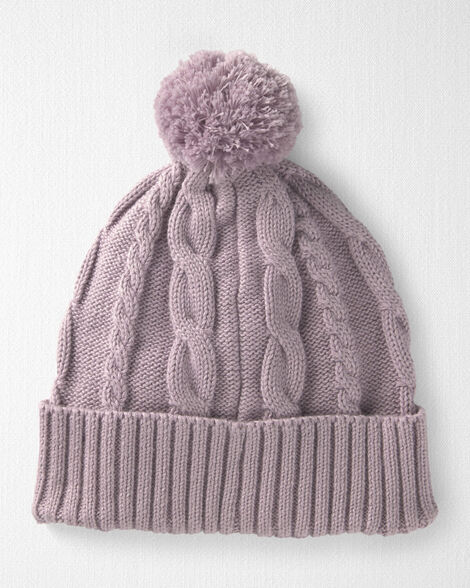 Toddler Girl Organic Cotton Cable Knit Winter Hat