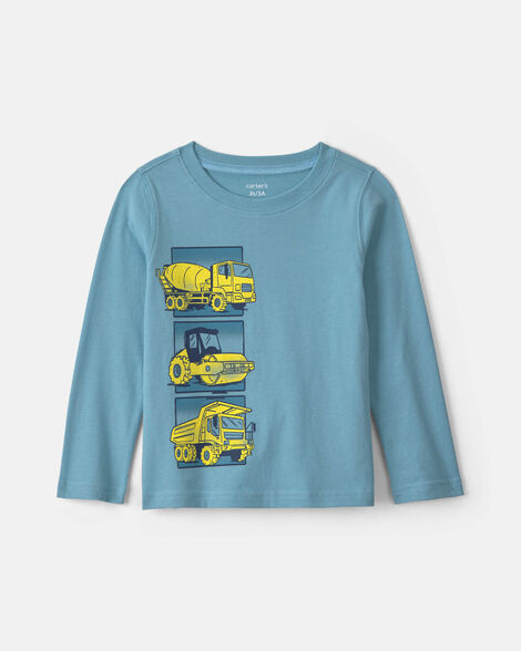 toddler boy construction long-sleeve graphic tee - blue