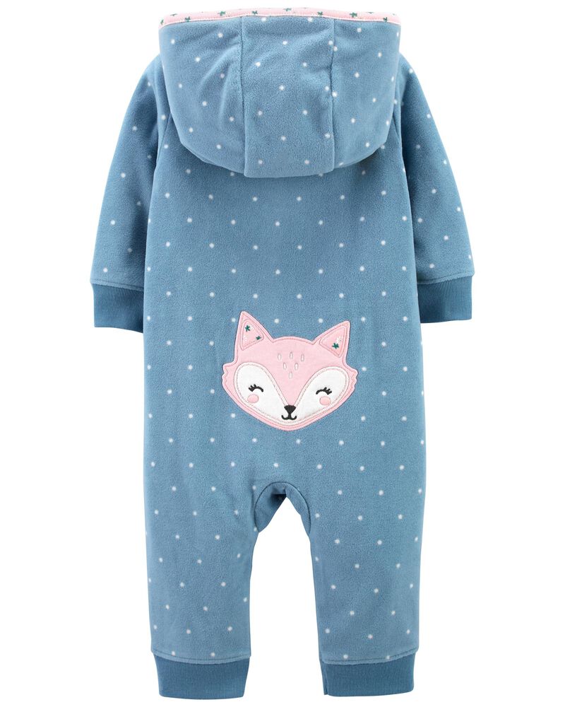 Baby Blue Fox ZipUp Fleece Jumpsuit