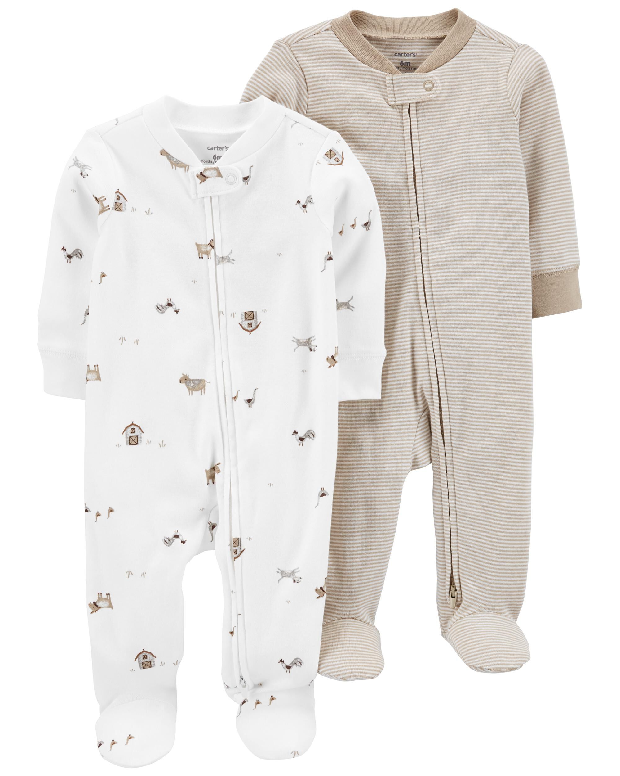 Set of 2 Details about   NWT Carters 24 mo Baby Boy Christmas Sleeper Fleece Pajamas Stripes 