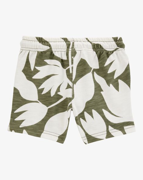  Product image 2 of Baby Tropical Print Pull-On French Terry Shorts - Green/White