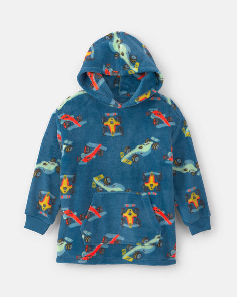 boys racecar fleece loose fit pajama hoodie - navy blue