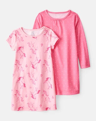 Product image 1 of Kid 2-Pack Unicorn Hearts Nightgowns - Pink