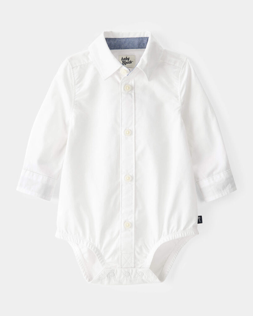 OshKosh B'gosh Baby Boy Long-Sleeve Button-Down Bodysuit 12M White
