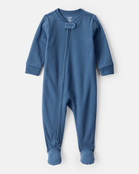 toddler boy fleece long-sleeve snug fit 1-piece pajamas - blue