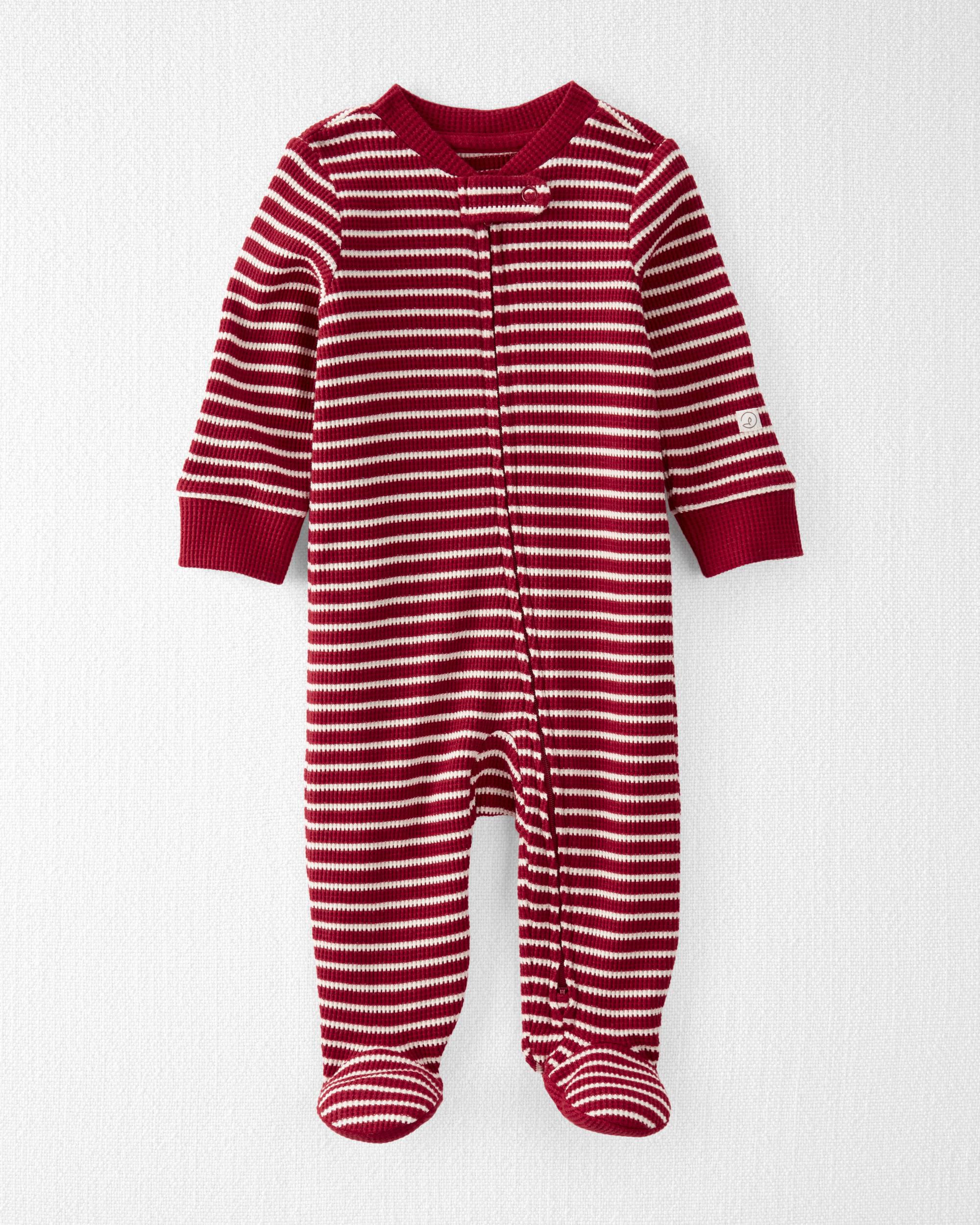 Baby Organic Cotton Waffle Knit Striped Sleep Play Pajamas Little Planet Carter s