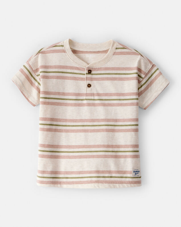 Product image 1 of Toddler Boy Striped Short-Sleeve Henley Tee - Tan