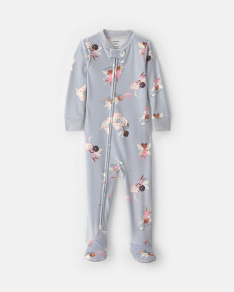 toddler girl 1-piece fairies dreamplush snug fit footed pajama - blue