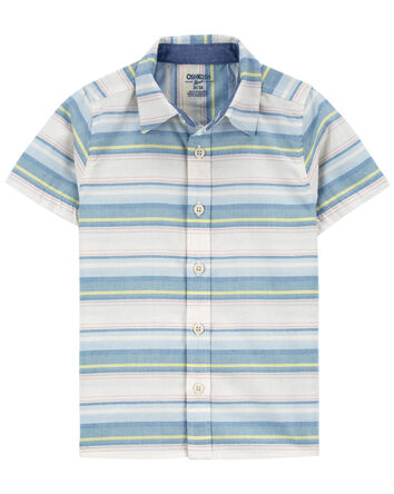 Toddler Baja Stripe Button-Front Short Sleeve Shirt