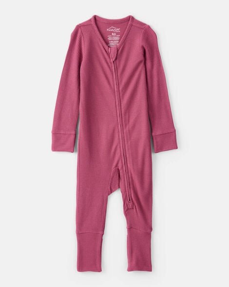 baby girl purelysoft long-sleeve sleep & play pajamas - burgundy