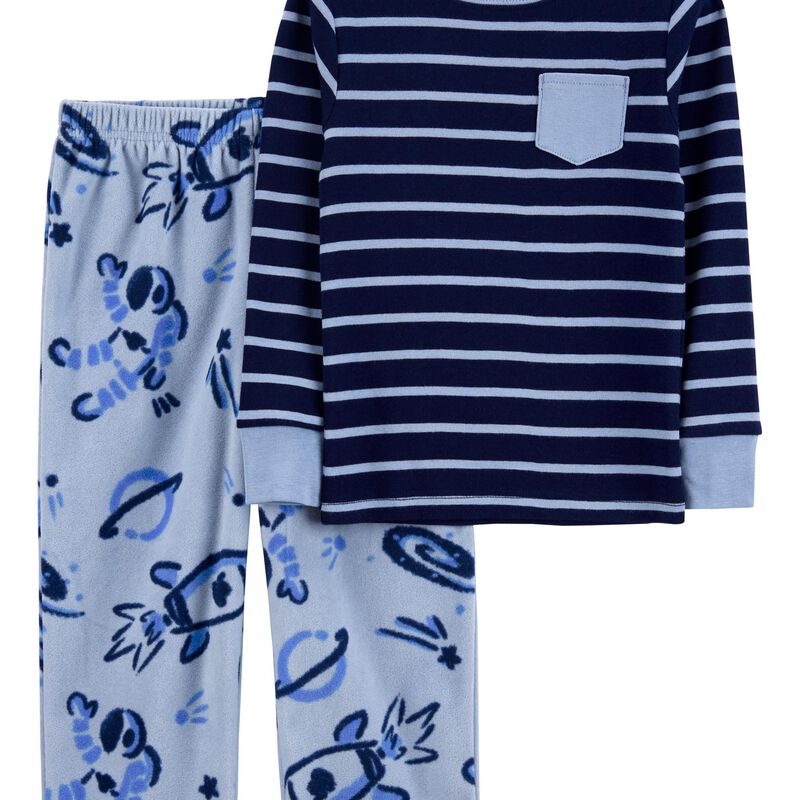 Blue Toddler 2-Piece Space Cotton & Fleece PJs | carters.com