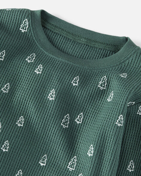 Product image 2 of Kid Organic Cotton Waffle Knit Evergreen Trees Pajamas Set