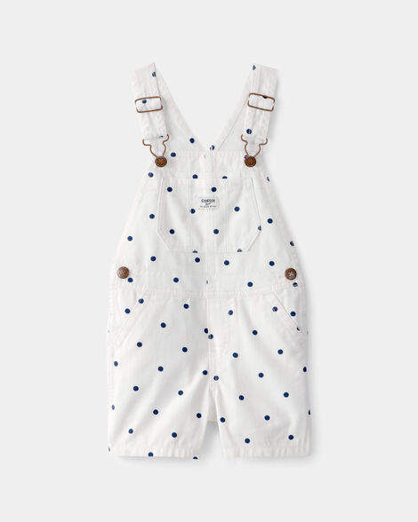 Toddler Girl Polka Dot Shortall - White/Blue