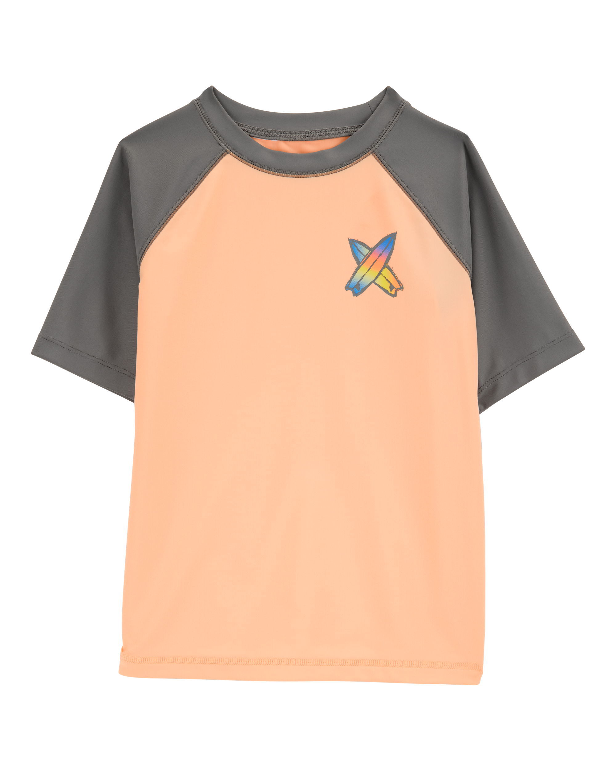 Boys Surfboard-Print Short-Sleeve Rashguard - Orange