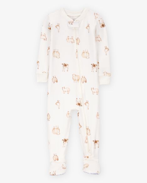  Product image 1 of Baby Farm Animals Print PurelySoft Footie 1-Piece Pajamas - Ivory