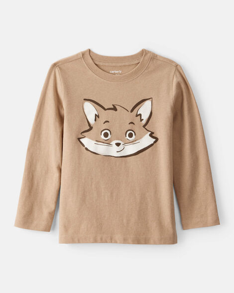 toddler boy fox long-sleeve graphic tee - brown