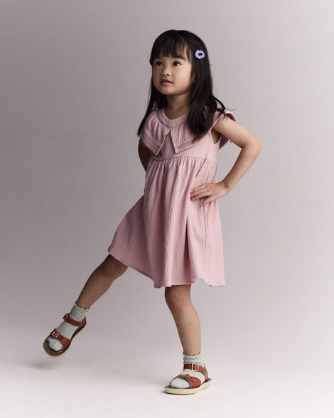 Toddler Girl Ruffle Collar Dress - Light Pink