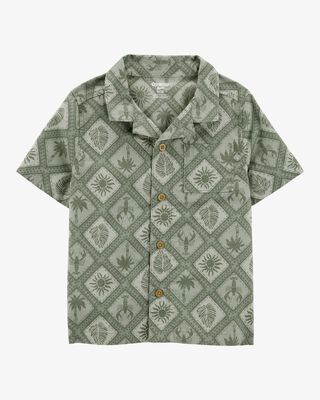 Product image 1 of Baby Tile Print Button-Down Shirt - Green